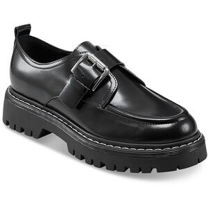 Marc Fisher LTD Womens Tarla Black Leather Slip-On Lugged Loafers Shoes NWT